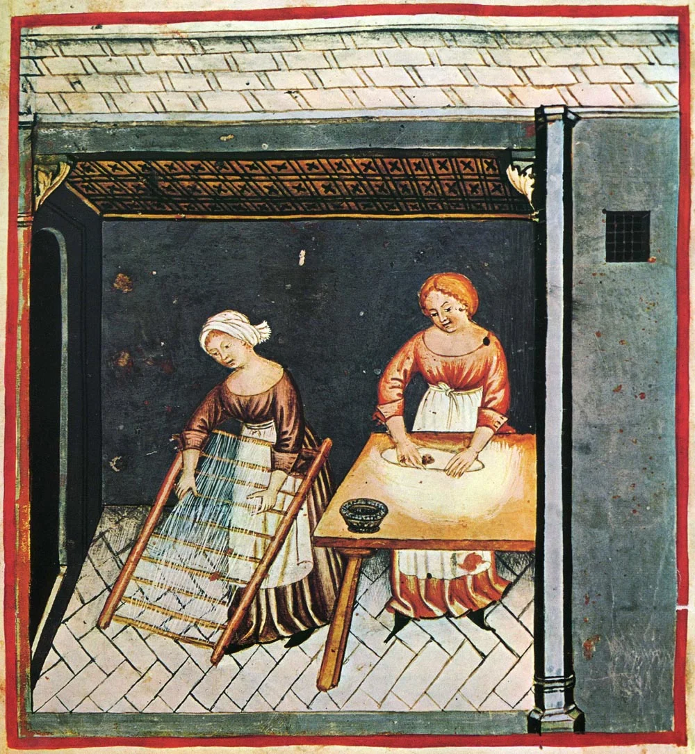 Making pasta; illustration from the 15th century edition of Tacuinum Sanitatis, a Latin translation of the Arabic work Taqwīm al-sihha by Ibn Butlan/Wikimedia Commons
