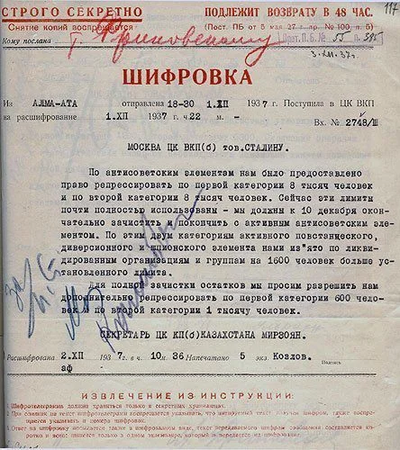 Шифровка Сталину / Из открытых источников