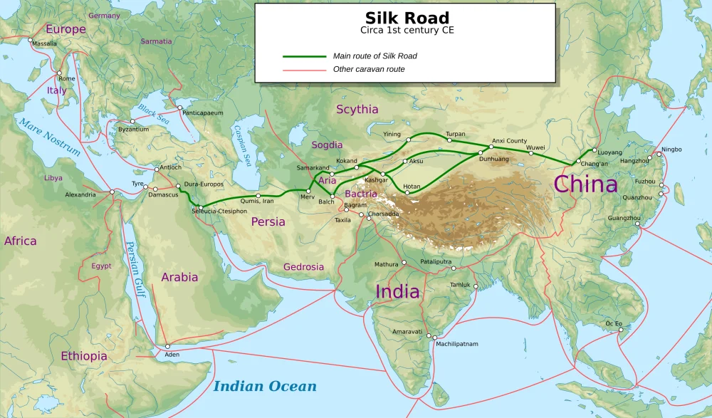 Silk Road in the I century AD map/Wikimedia Commons