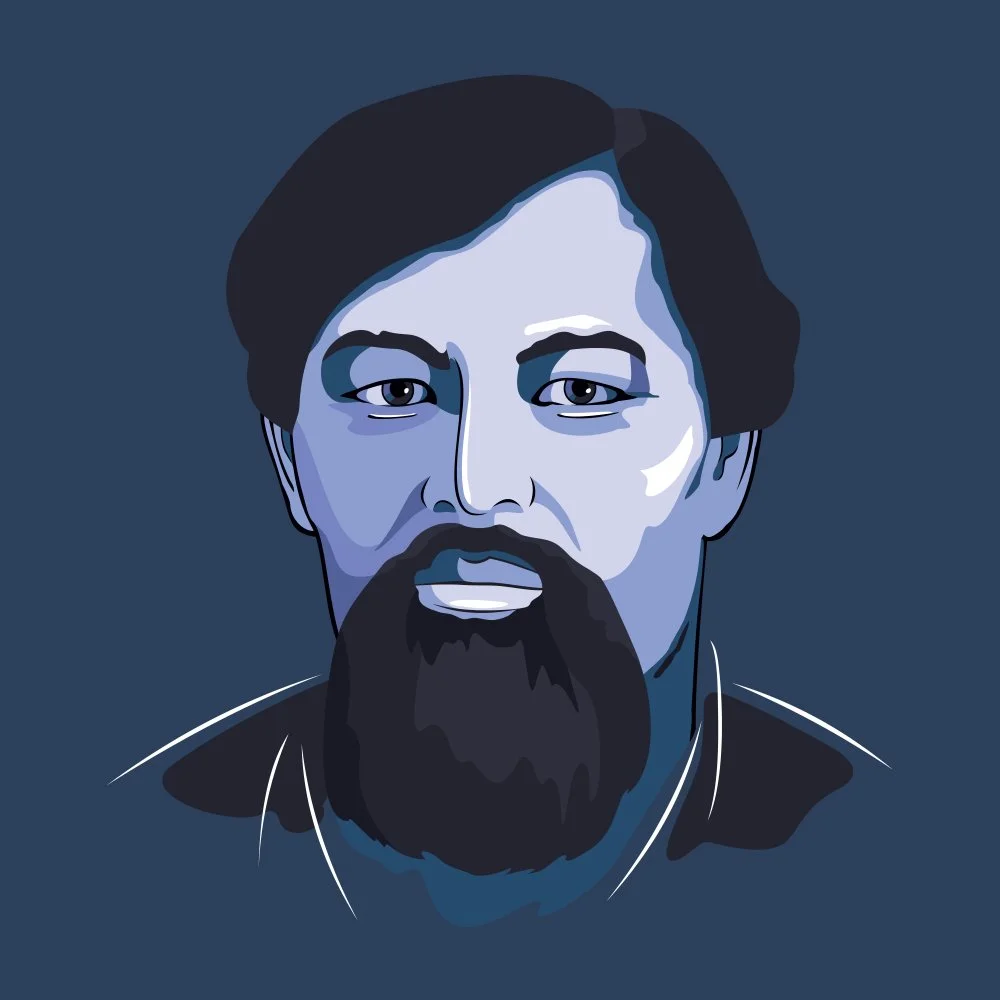 Vector stylized portrait of Ybyrai Altynsarin. Kazakh writer and scientist/Shutterstock