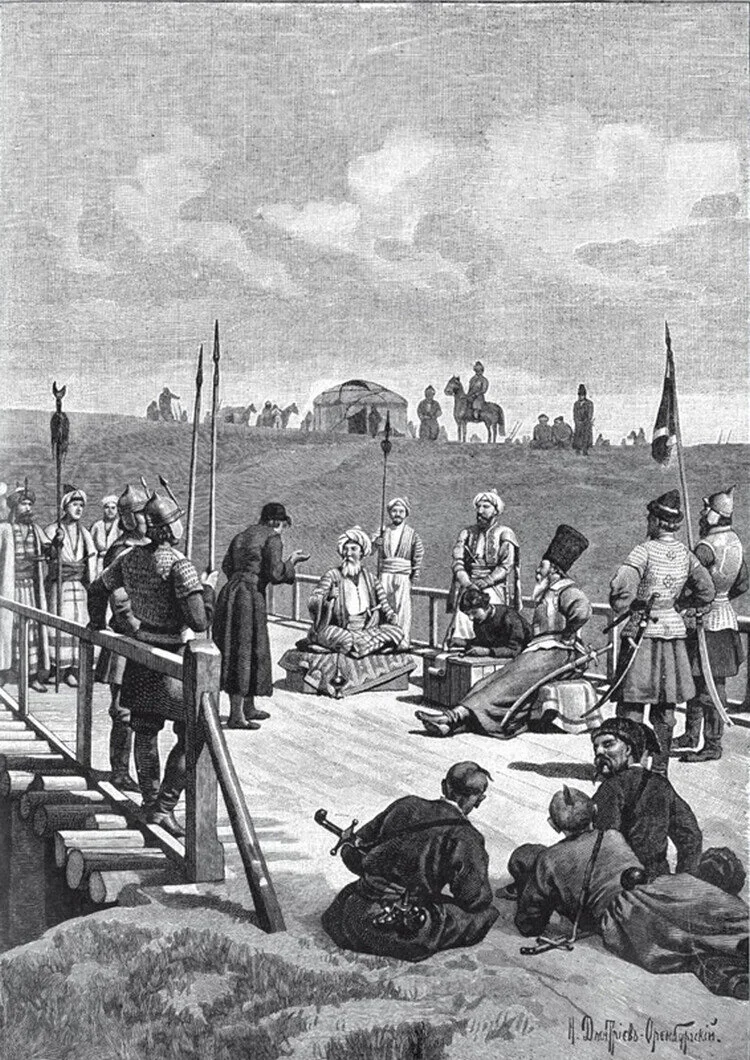 Nikolai Dmitriev-Orenburgsky, Negotiations with the Khan's ambassador. 19th centuryWikiMedia Commons