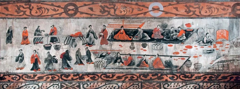 Пир в Китае. Фреска в гробнице Дахутин. 1-2 вв. н.э./Wikimedia commons 