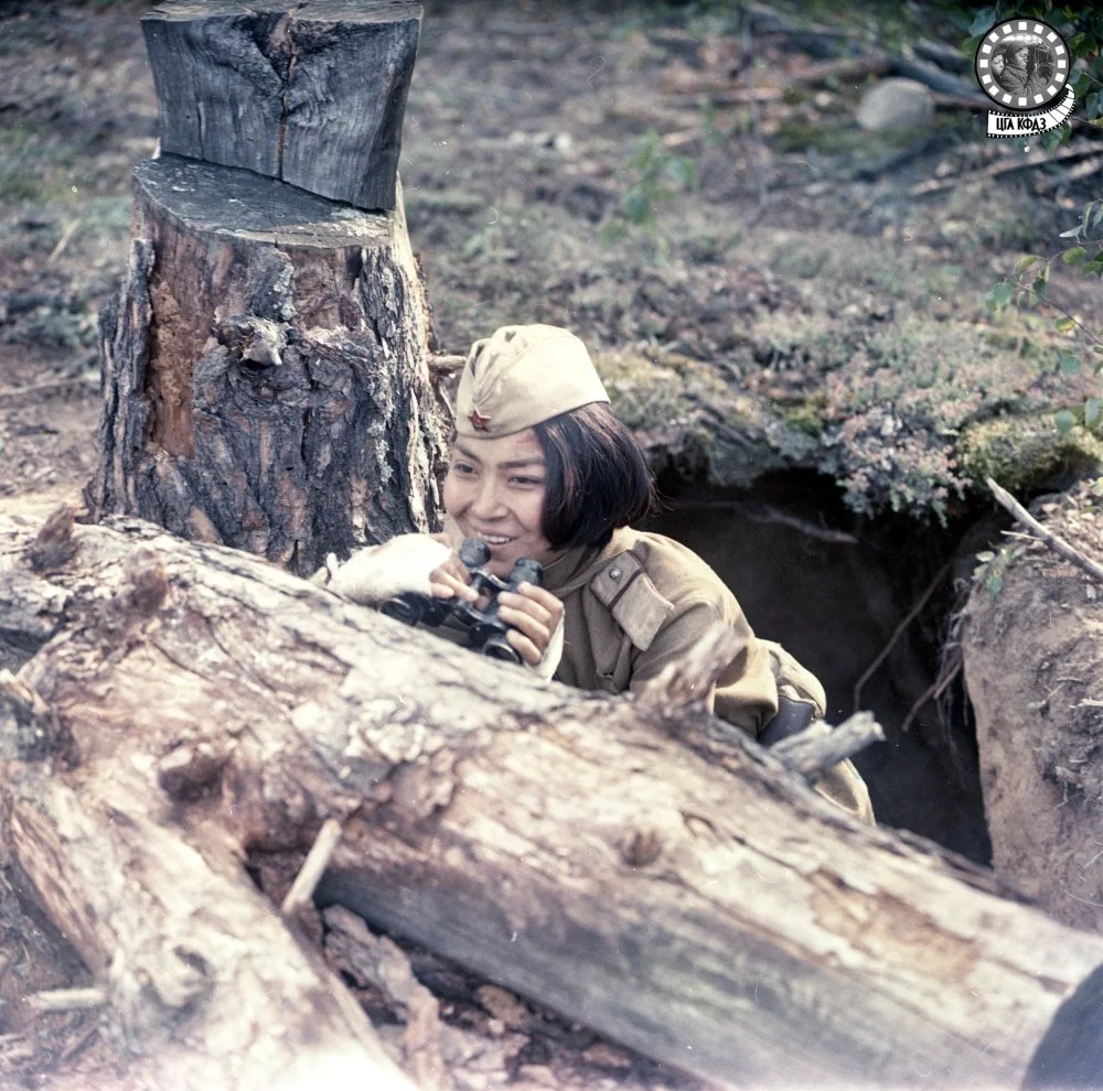 «Мерген» фильмінің түсірілімінен. П. А. Сиротин фотограф-суретшінің жеке архивынан. 1985/Кинофотоқұжаттар мен дыбыстық жазбалардың орталық мемлекеттік архивы