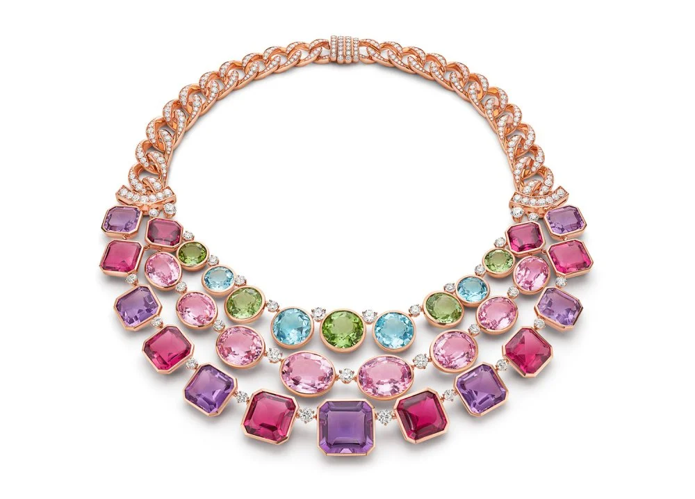 Necklace with spinel of different colors. Bvlgari