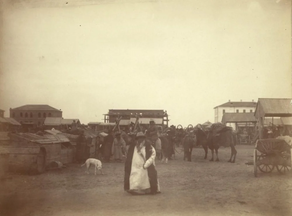 A market in Semipalatinsk (Semey). Between 1885 and 1886 / Library of Congress