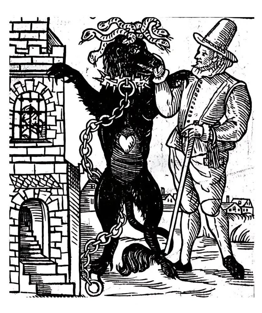 Drawing of the Black Dog of Newgate, from the book The Discovery of a London Monster Called the Black Dog of Newgate' published in 1638/Wikimedia Commons