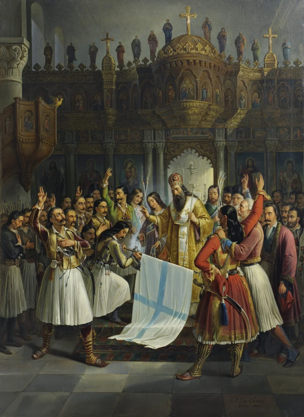 Theodoros Vryzakis. The Bishop of Old Patras Germanos Blesses the Flag of Revolution (detail). 1865/ Wikimedia Commons