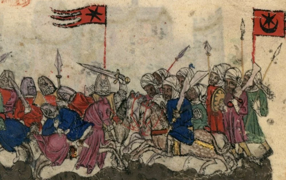  Battle of the Yarmuk. A miniature from a Catalan manuscript. Fourteenth century/gallica.bnf.fr