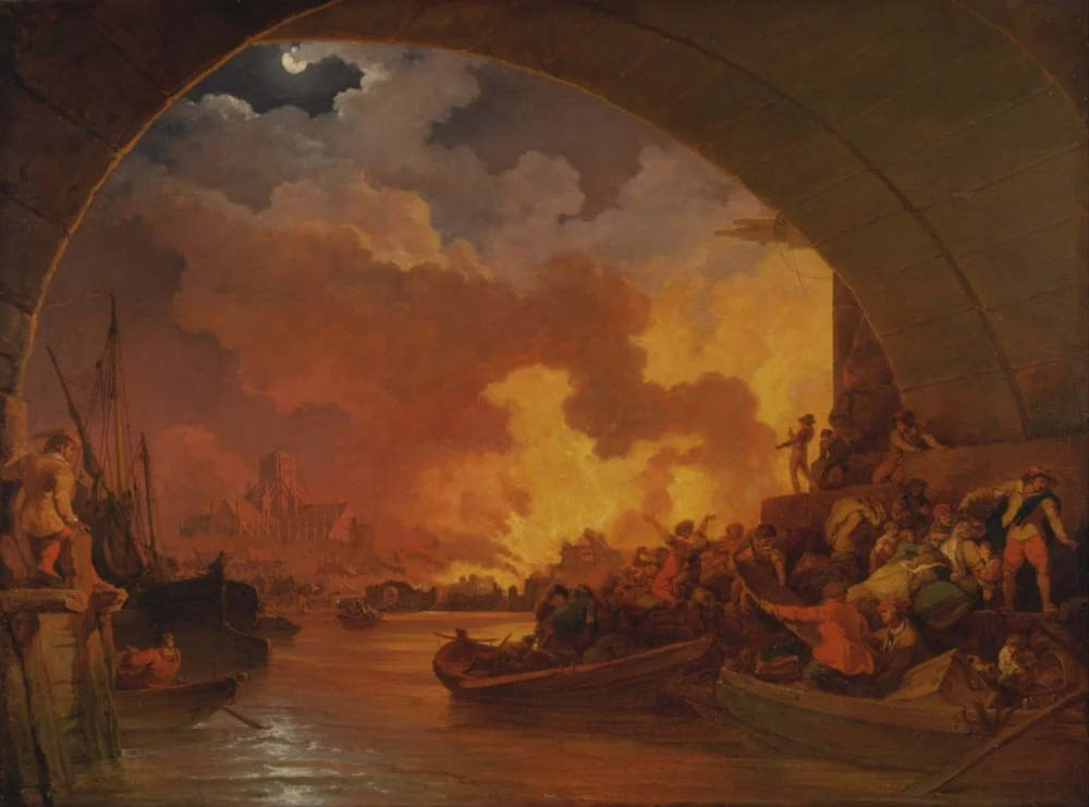 Philip James de Loutherbourg. The Great Fire of London. Circa 1797/Wikimedia Commons