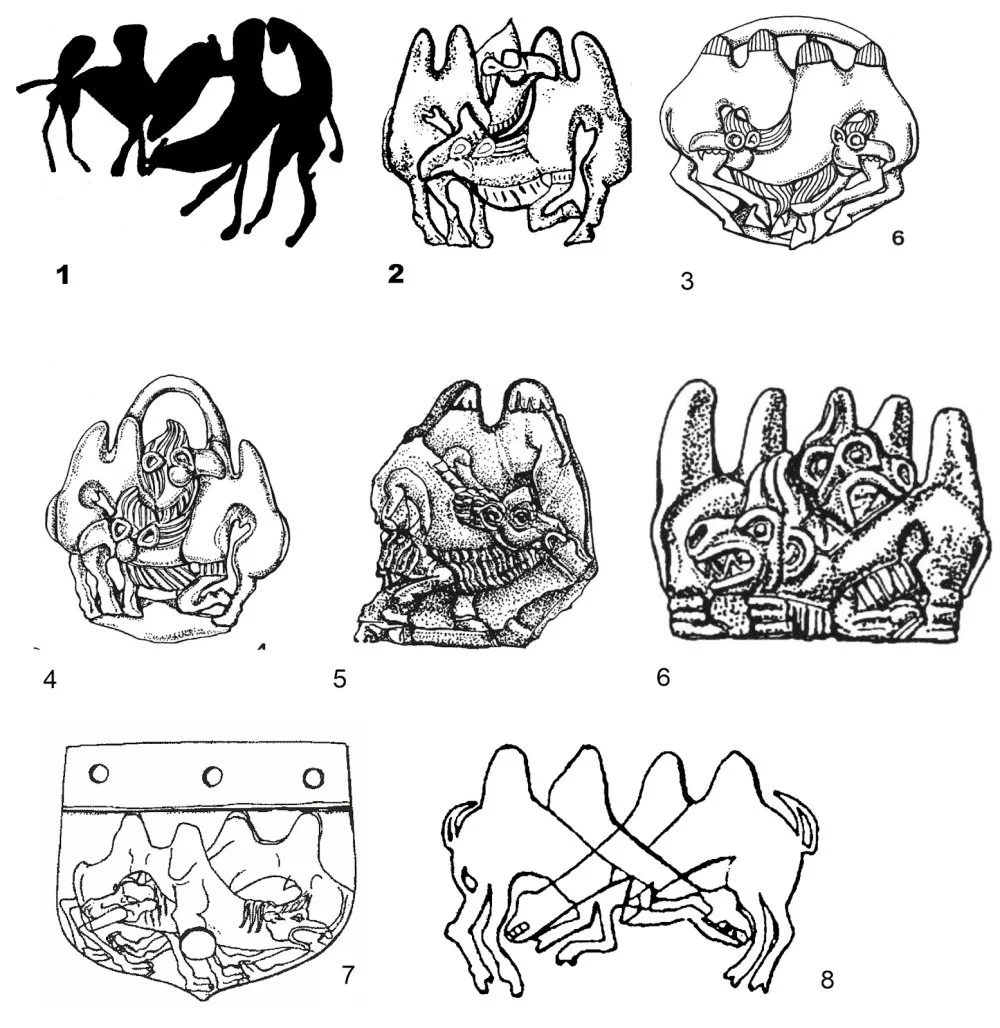 Table from the book by A.Z. Beisenov and A.N. Maryashev "Petroglyphs of the Early Iron Age of Zhetysu" in the drawing by O. Gumirova