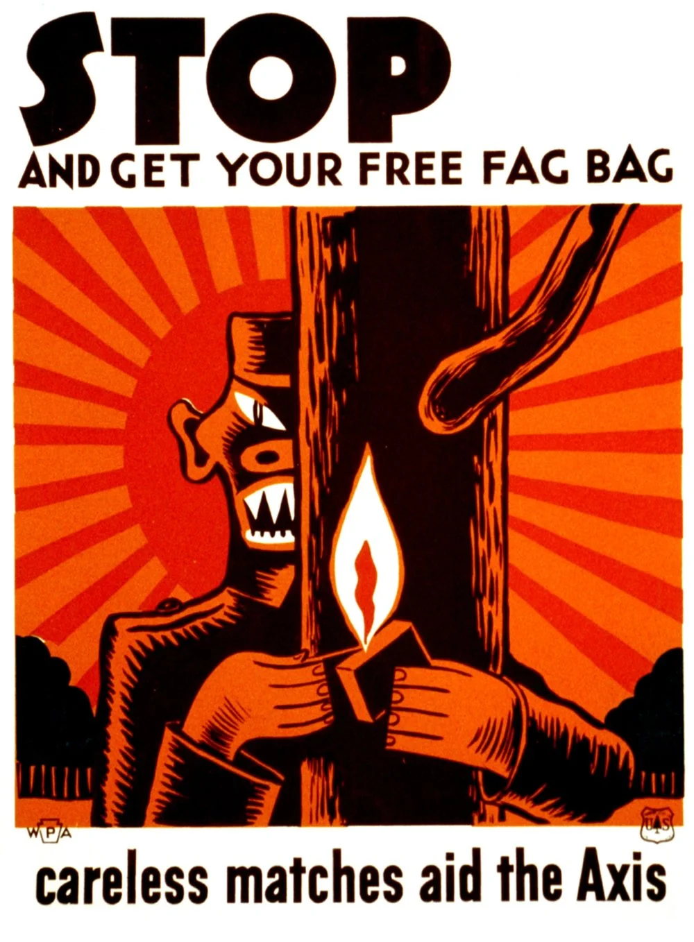 Американский плакат времен Второй мировой, призывающий правильно утилизировать спички, иначе они становятся помощью врагу. В данном случае изображен японский солдат со спичкой/Alamy