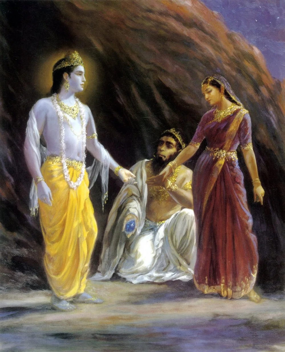 Царь Сатраджит c драгоценным камнем Сьямантака (в центре) / из открытого доступа