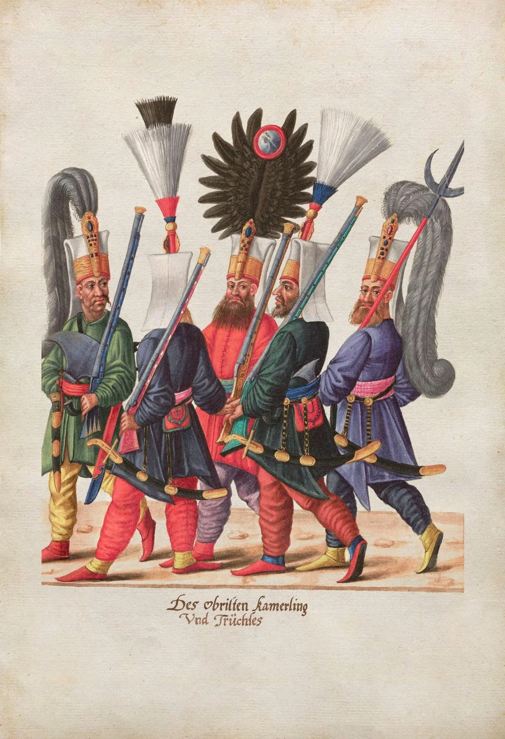 The History оf Ottoman Empire. Janissary Soldiers. From Pictures From Turkish Folk Life By Heinrich Hendrowski. 16th Century/Alamy