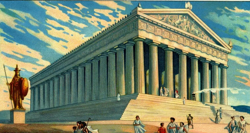 Парфенон в V веке до н. э. Пейзажи древних Афин. Коллекционная открытка Либиха. 1933/Alamy 