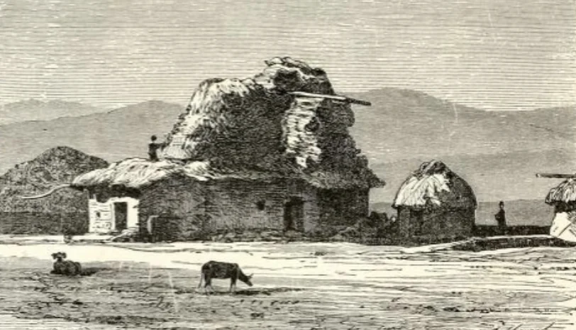 Казахский аул. Иллюстрация из книги Юджина Скайлера Turkistan: Notes of a Journey in Russian Turkistan, Khokand, Bukhara, and Kuldja. 1876 / Internet Archive