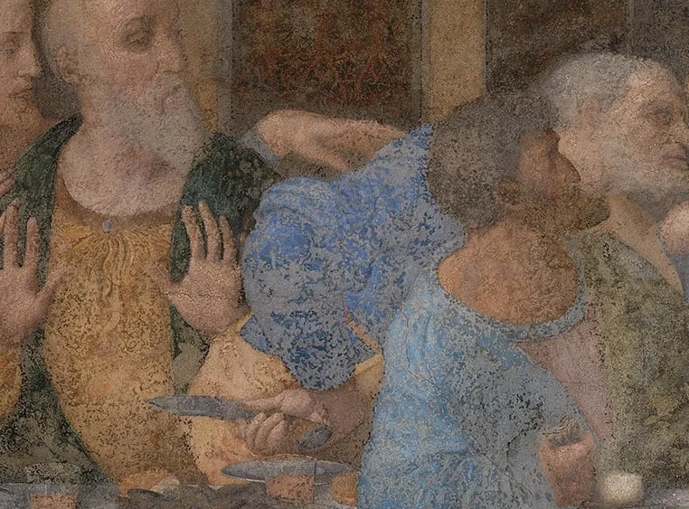 Detail, knife. Santa Maria delle Grazie. Leonardo da Vinci. The Last Supper (1495-1498)/Wikimedia commons