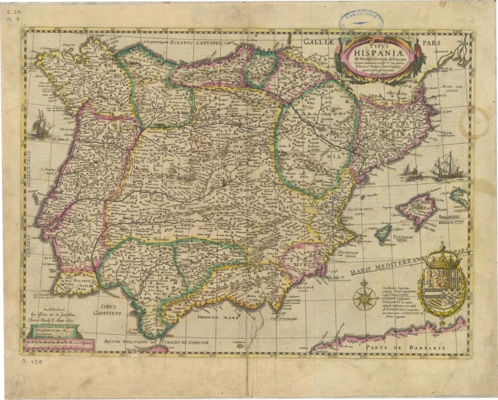 Map of the Iberian Peninsula. 1631/Wikimedia commons