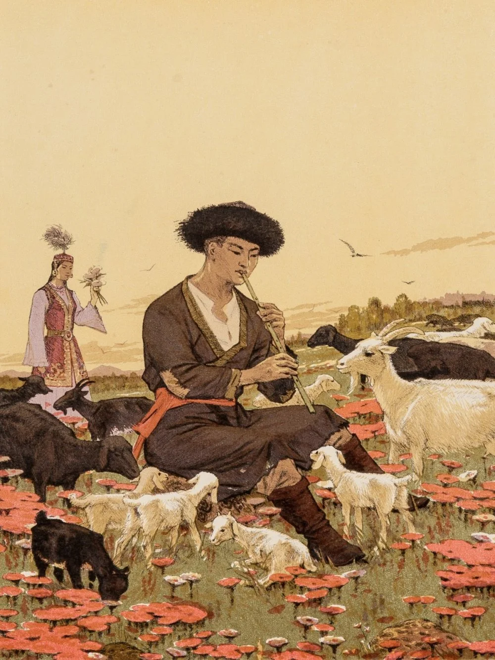 Константин Баранов. «Қозы Көрпеш — Баян сұлу»,  1976 жыл / Bonart аукцион үйі ұсынған сурет (https://bonart.kz/)