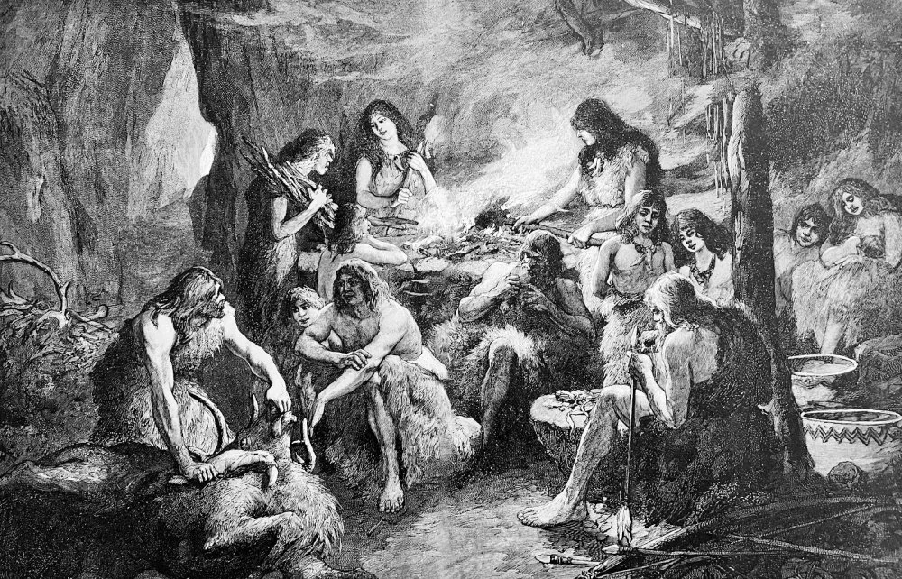 The life of the cave dwellers. 19th century illustration/Getty Images 