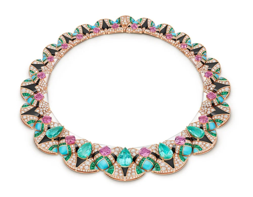 Necklace Mosaic of Time with Paraiba tourmalines