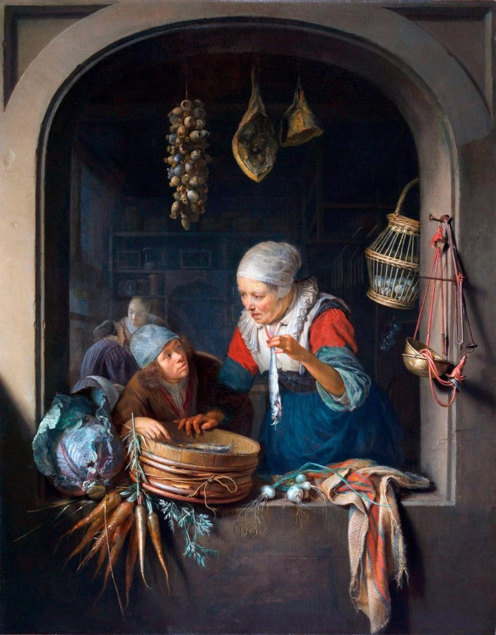 Herring Seller And Boy, 1664, Painting By Gerrit Dou/Alamy 